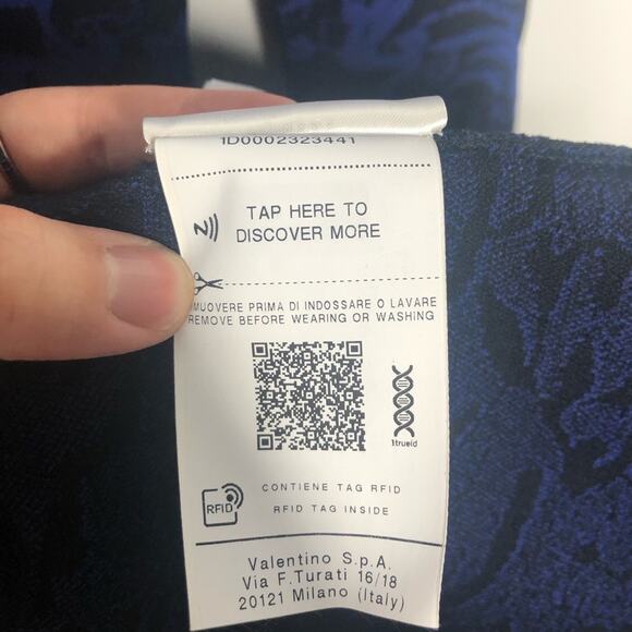 Valentino Delft Jacquard Long Sleeve Midi Sweater Dress Knit Blue M $3960 2020 - Picture 9 of 14